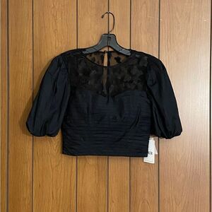 AMUR Bubble-Sleeve Cropped Blouse size 2